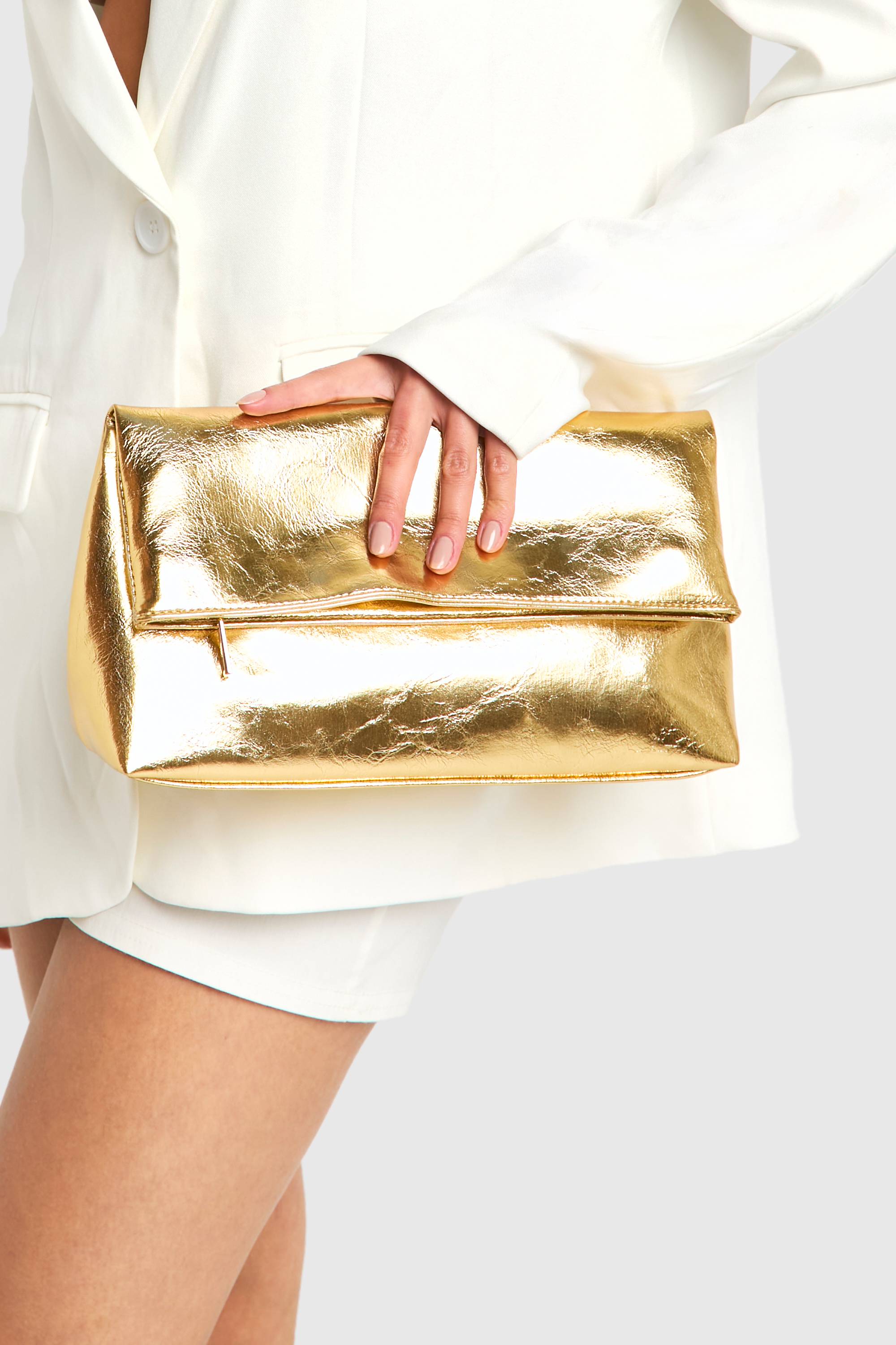 boohoo Grande Pochette Métallique à Rabat