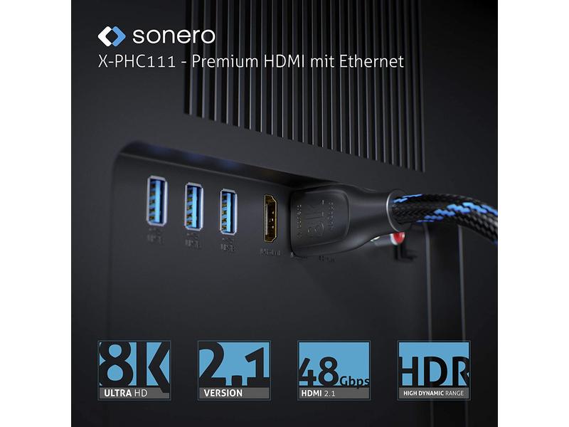 sonero Kabel Ultra High Speed HDMI 2.1 8K HDMI - HDMI, 0.5 Hochwertiges HDMI Kabel