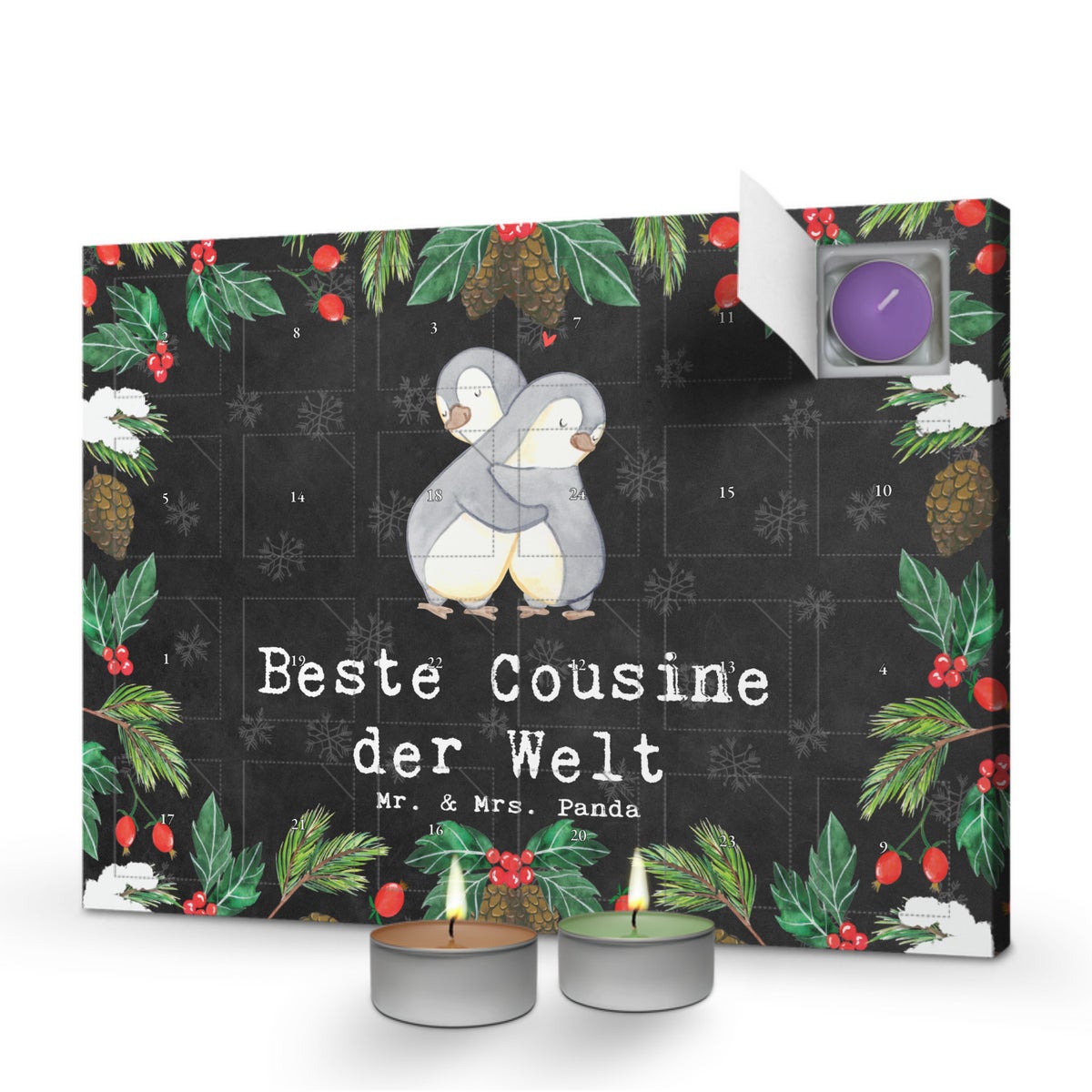 Mr. & Mrs. Panda Geurkaars Adventskalender Pinguïn Beste Neefje ter Wereld - Zwart