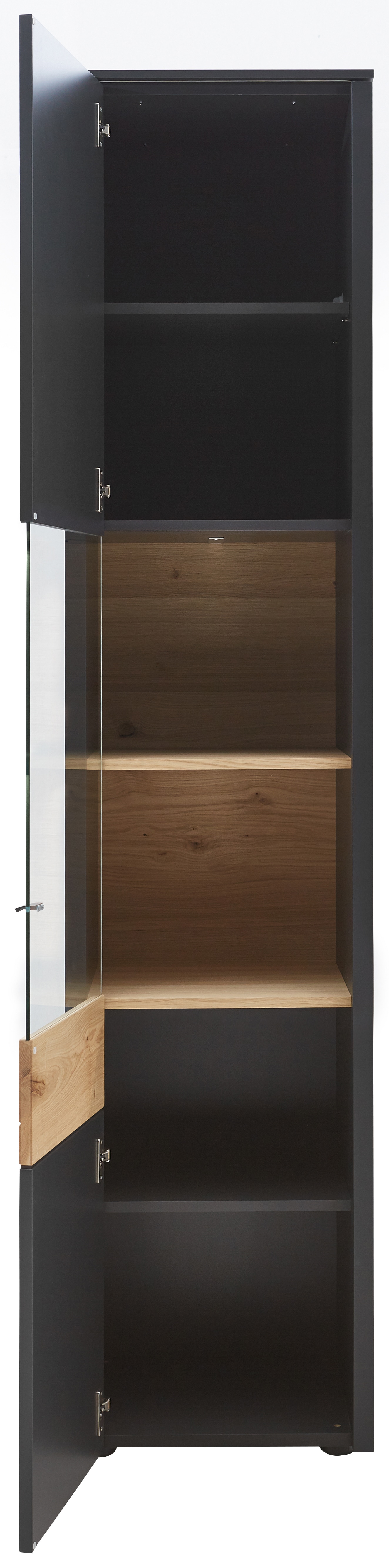 VENJAKOB Vitrine GAME 47 x 208 cm anthrazit/Absetzung Balkeneiche