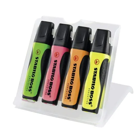 Premium-Textmarker - STABILO BOSS EXECUTIVE - 4er Pack - grün, pink, orange, gelb