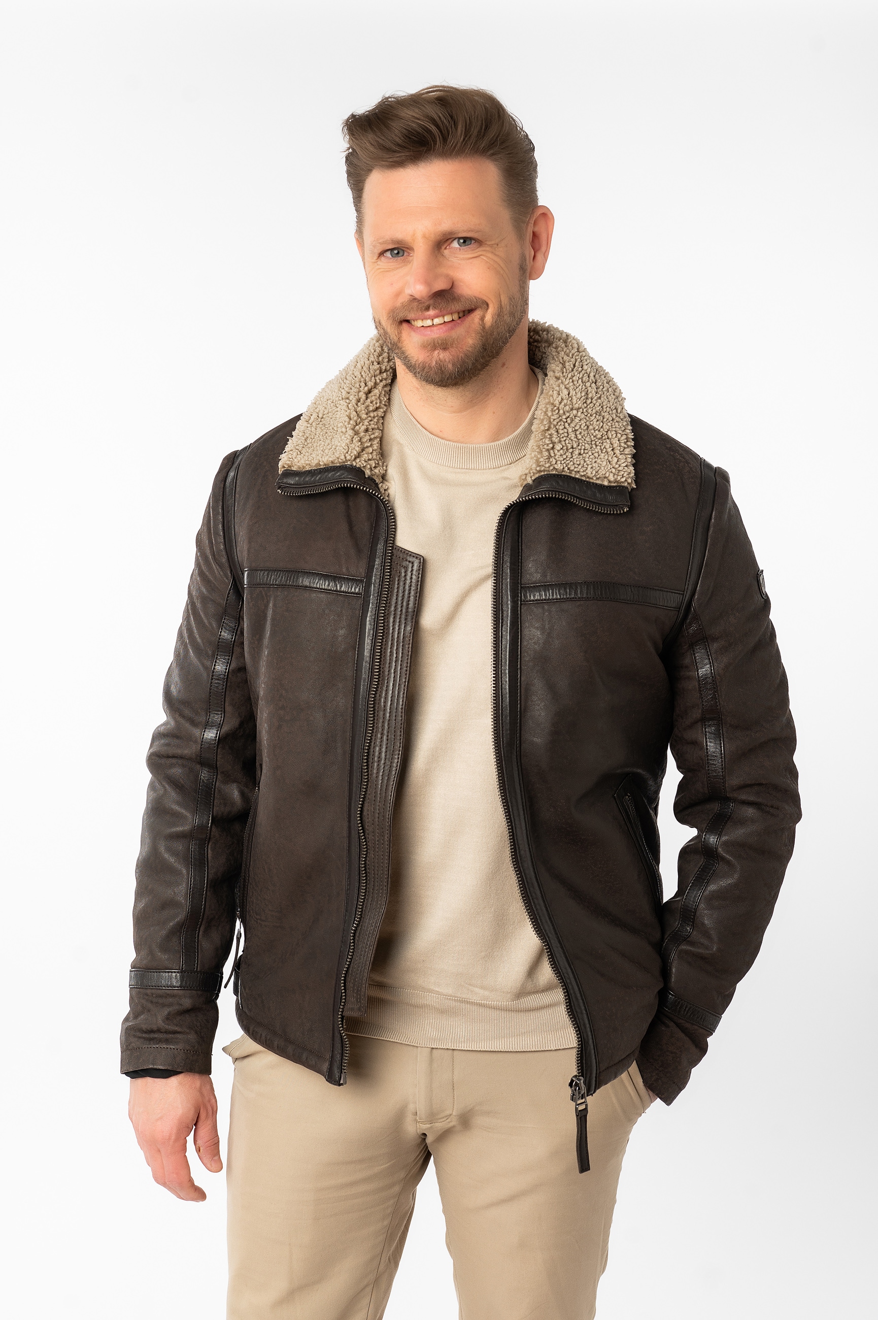 Mauritius Lederjacke »MMAlasko« mit Umlegekragen
