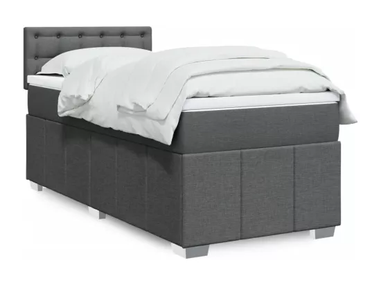 Sommier à lattes de lit et matelas Gris foncé 90x190 cm Tissu