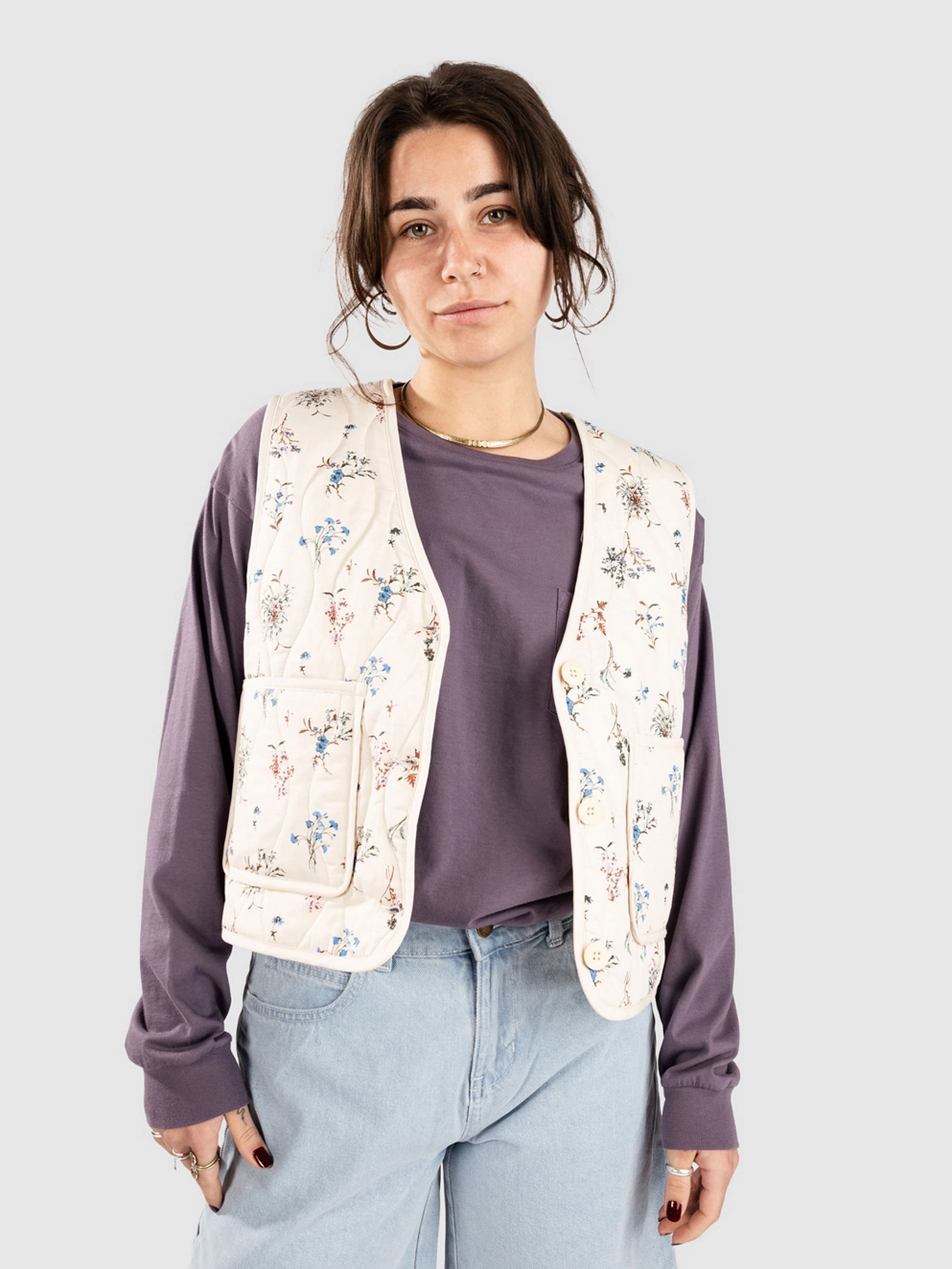 Brixton Field Floral Quilted Vest whitecap/hazlnt/dtsy flrl