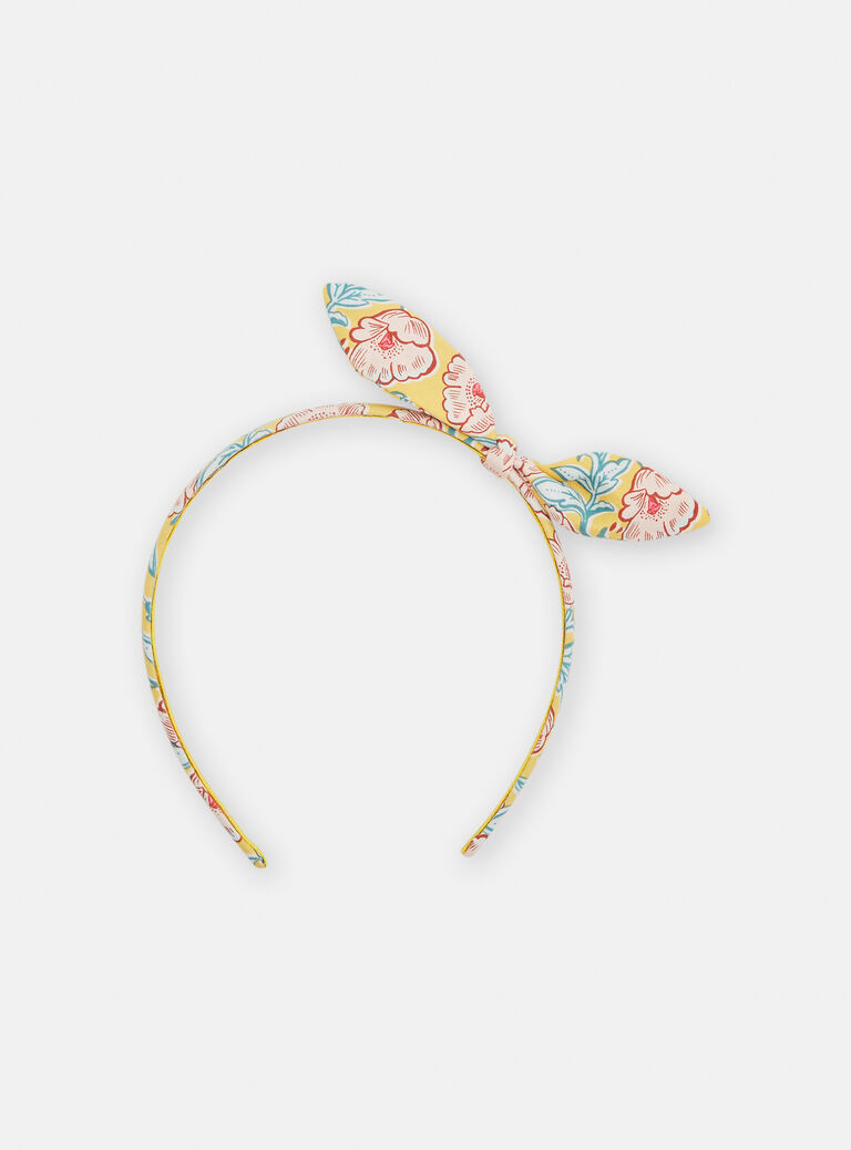 Serre-tête jaune à motif fleurs pour fille