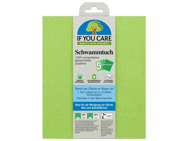 if you care Schwammtuch 5 Stück, Grün Öko Schwammtücher