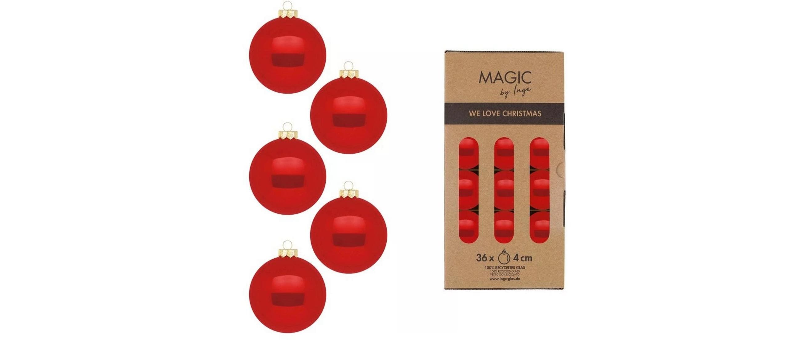 Weihnachtskugel Modern 36 Stück, RotChristbaumkugeln