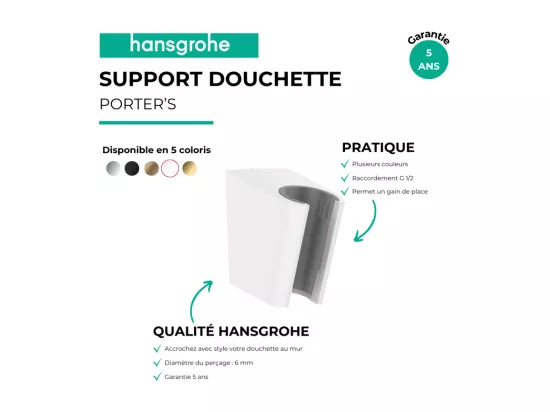 Support douchette mural HANSGROHE Porter'S Blanc mat