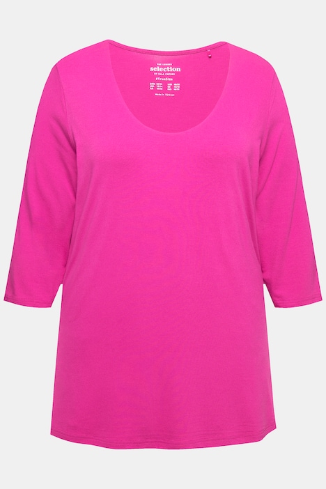 Shirt, tiefer Rundhalsausschnitt, 3/4 Arm
