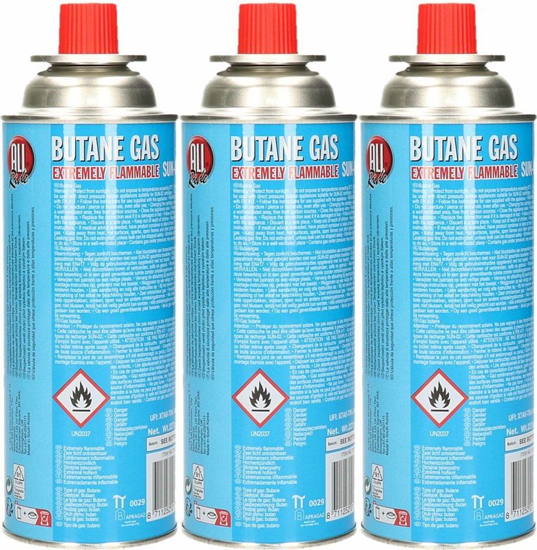 All Ride - Butaan Gasfles - 3x227 Gram - Geschikt Voor Kooktoestel