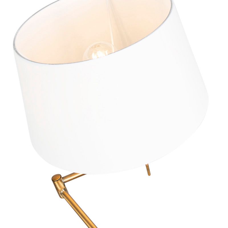 Klassieke vloerlamp brons met witte kap verstelbaar - Ladas Fix