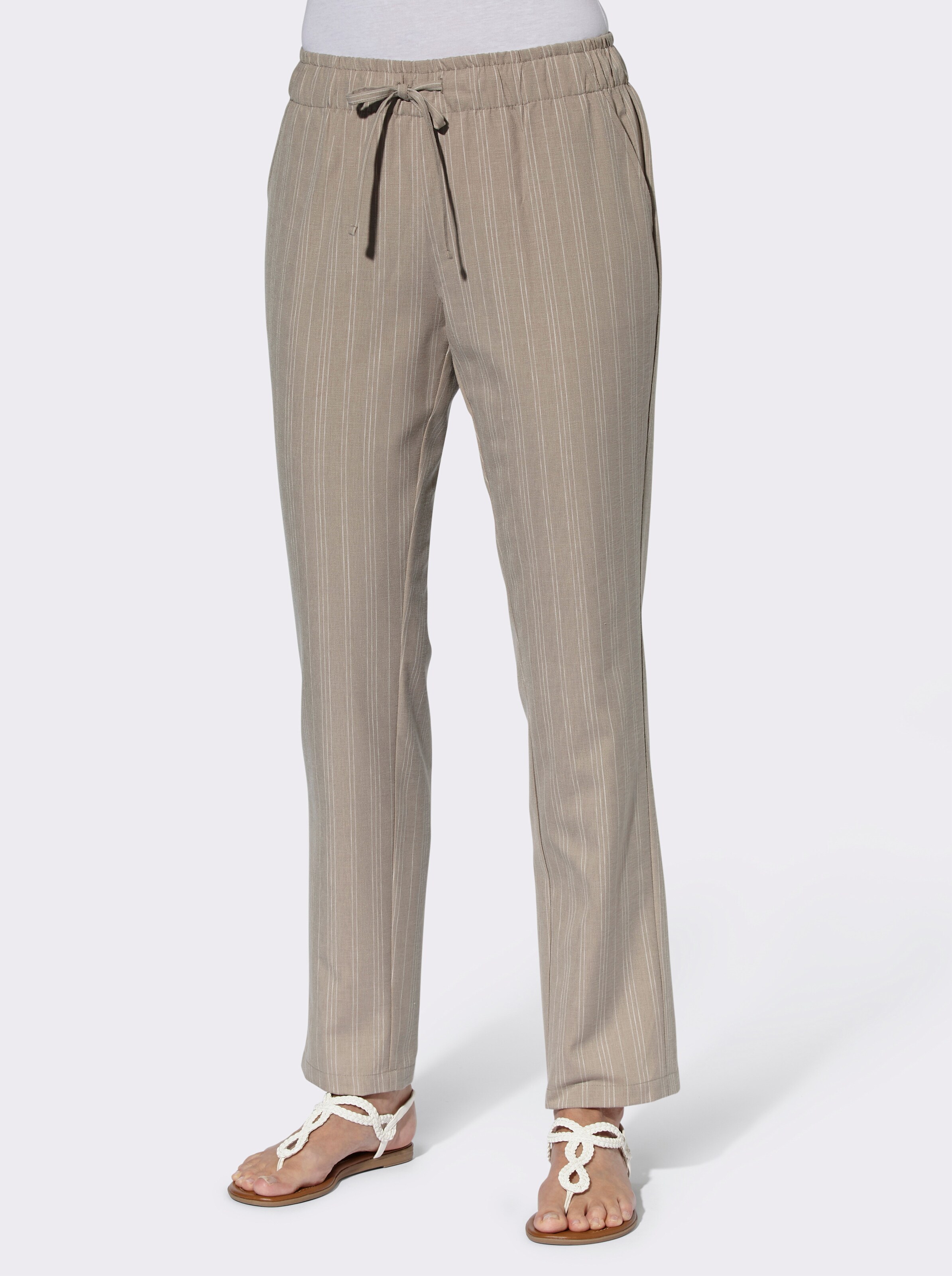 Schlupfhose mit Dehnbund, Leinen-Optik