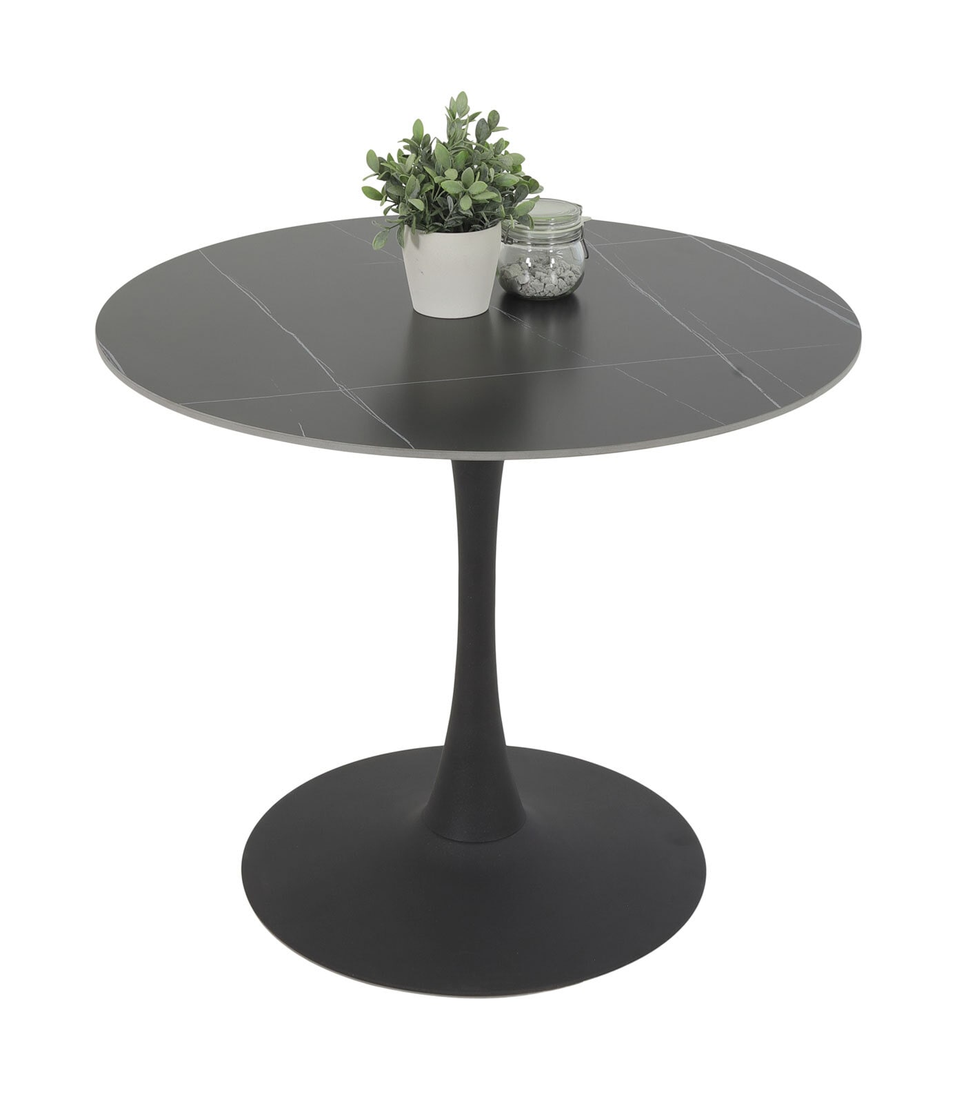 Esstisch Paola Sintered Stone matt schwarz 90x76x90 cm