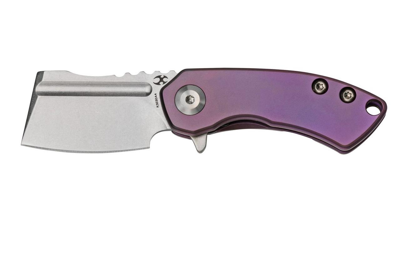 Kansept Mini Korvid K3030A4 Satin CPM-S35VN, Purple Titanium zakmes, Justin Koch design
