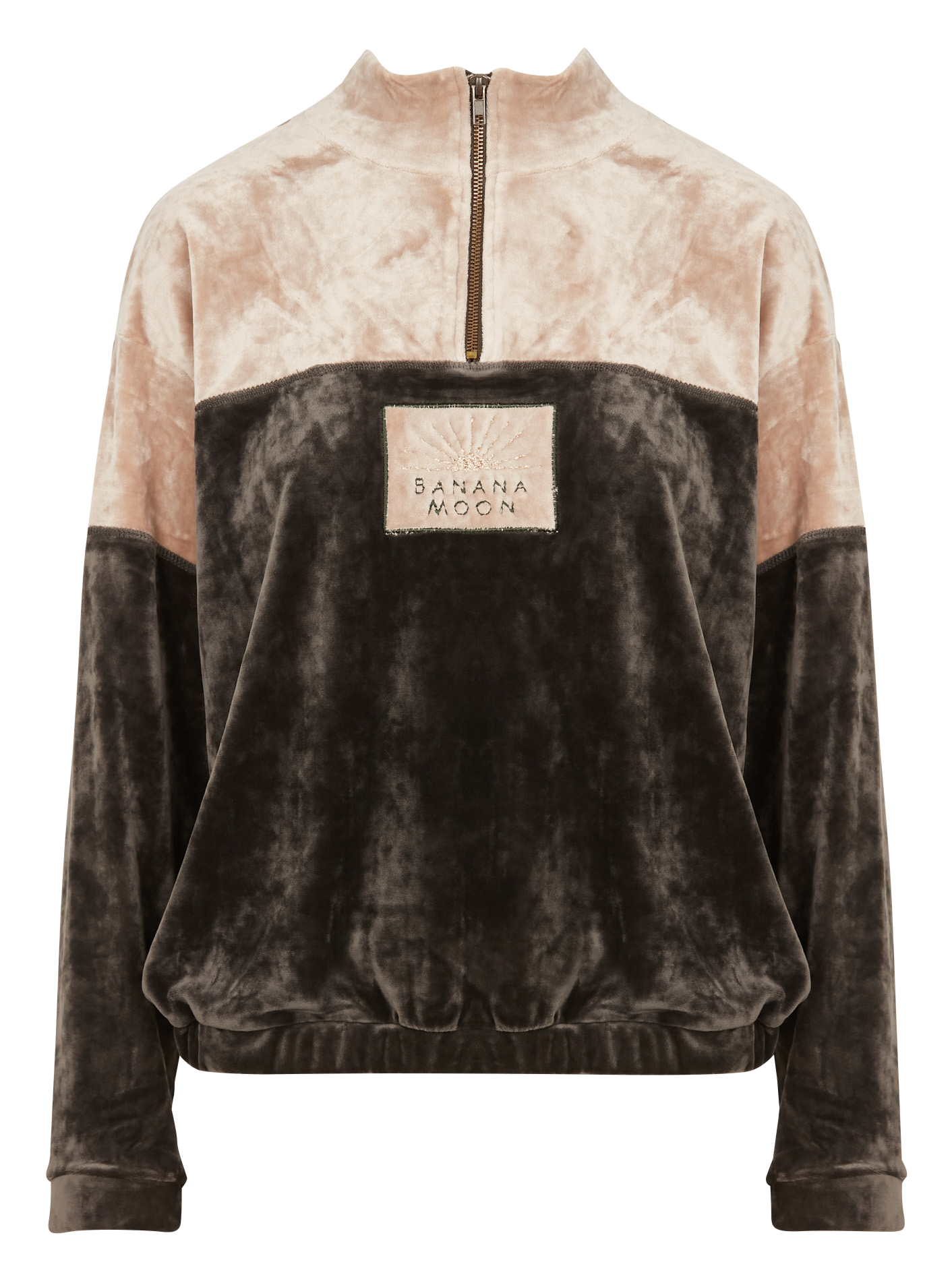AMIRA JETLAKE - Sweat col rond effet velour | Kaki