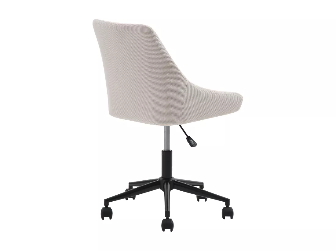 Chaise de bureau - Velours côtelé - Crème et noir - Hauteur ajustable - MASURIE