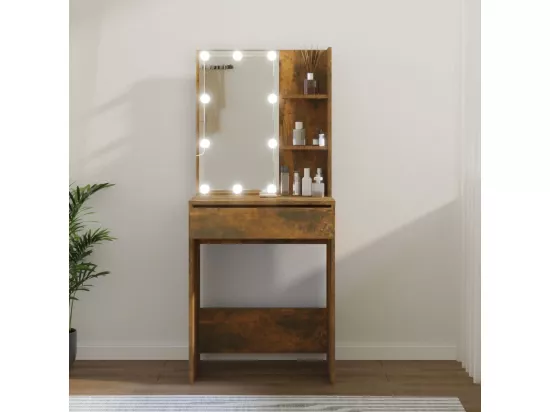 Coiffeuse avec LED Chêne fumé 60x40x140 cm