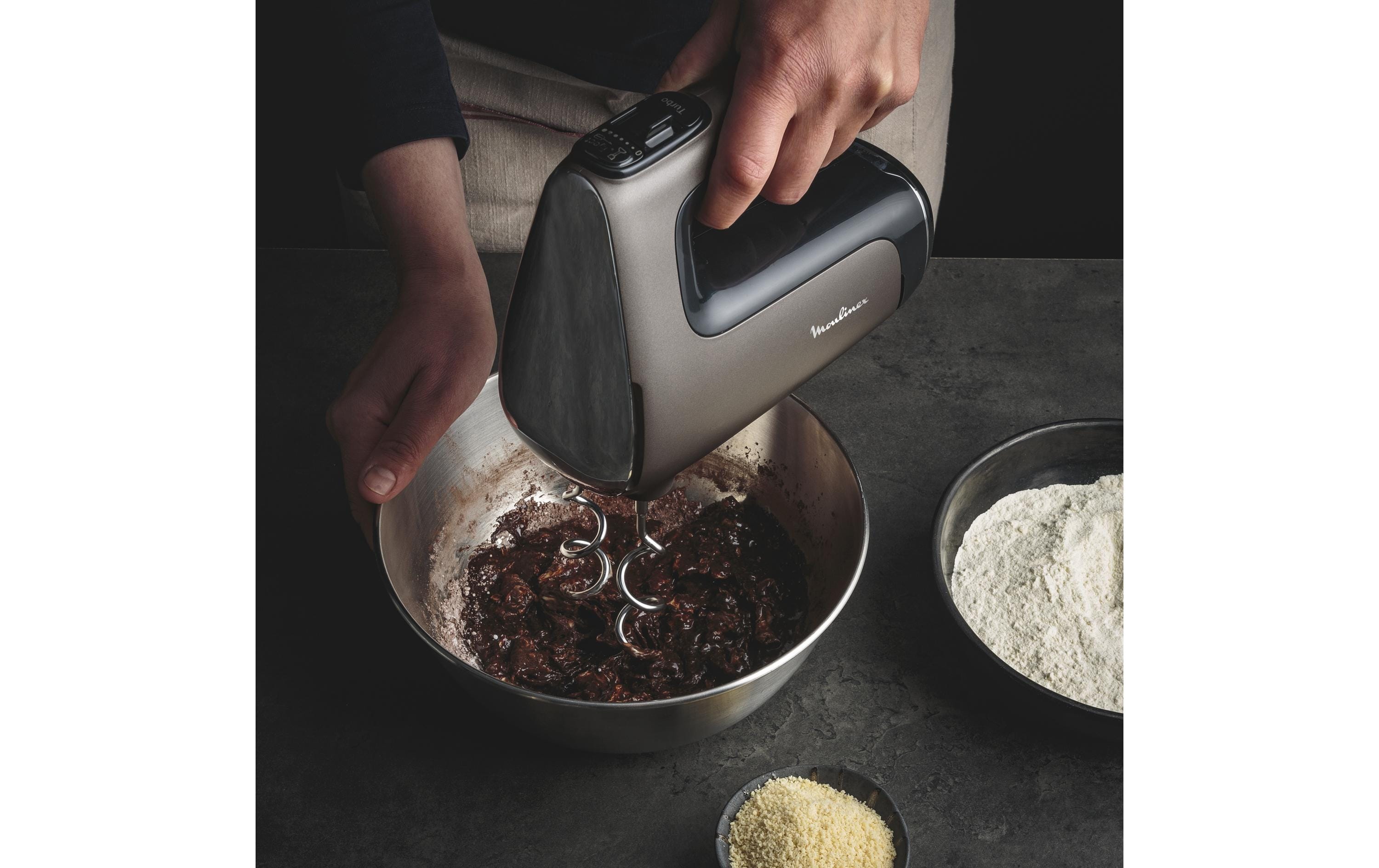 Handmixer Powermix Silence Dunkelbraun<br>Handmixer mit Stabmixeraufsatz und Zerkleinerer