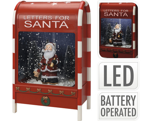 Verlichte kerstbrievenbusfiguur, rood, koel wit
