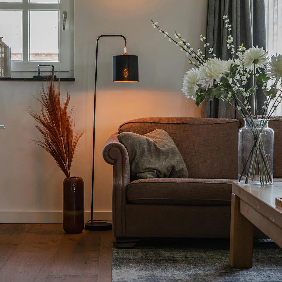 Qazqa vloerlampen lofty zwart e27