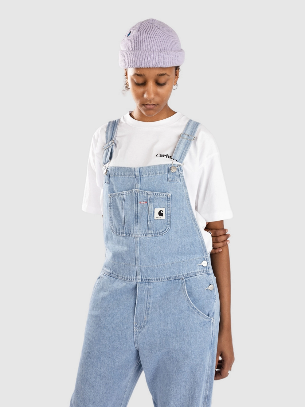 Carhartt WIP Bib Overall Straight Dungaree Jeans stone bleached blue