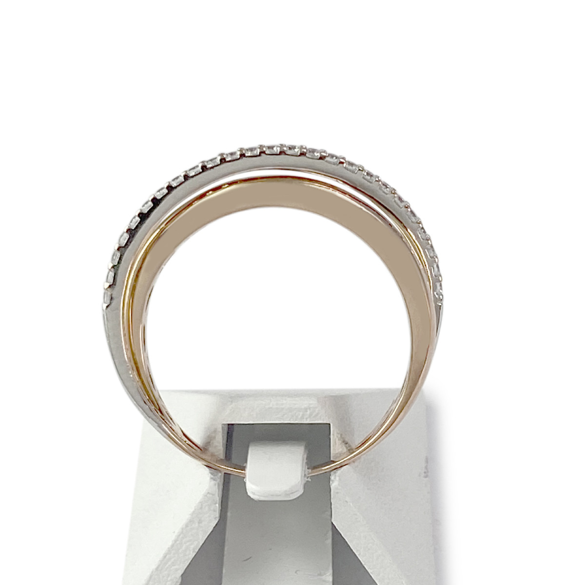 Bague d'occasion or 375 rose 2 tons zirconias