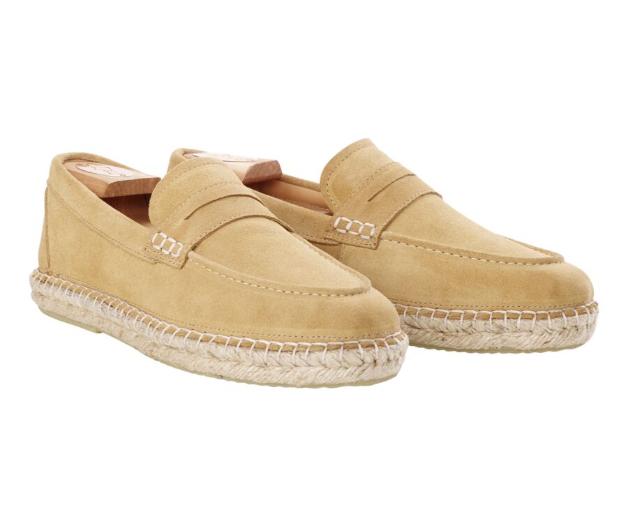 Mocassin homme été en velours Beige Foncé - PANAREA