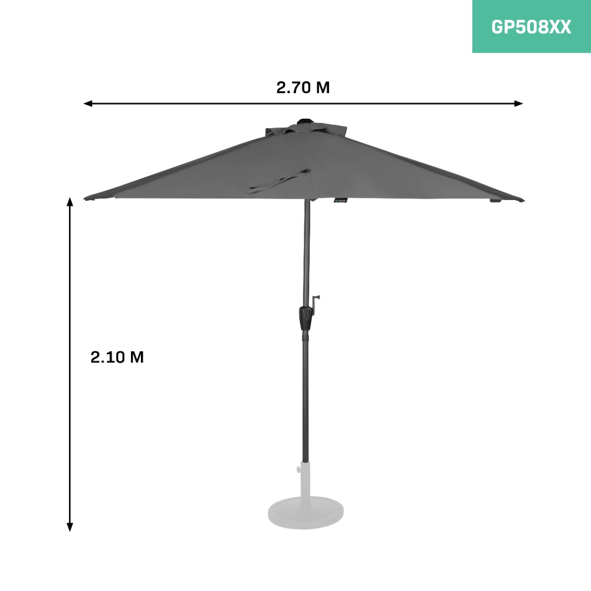 VONROC Magione 270 x 135 cm Premium parasol - Grey