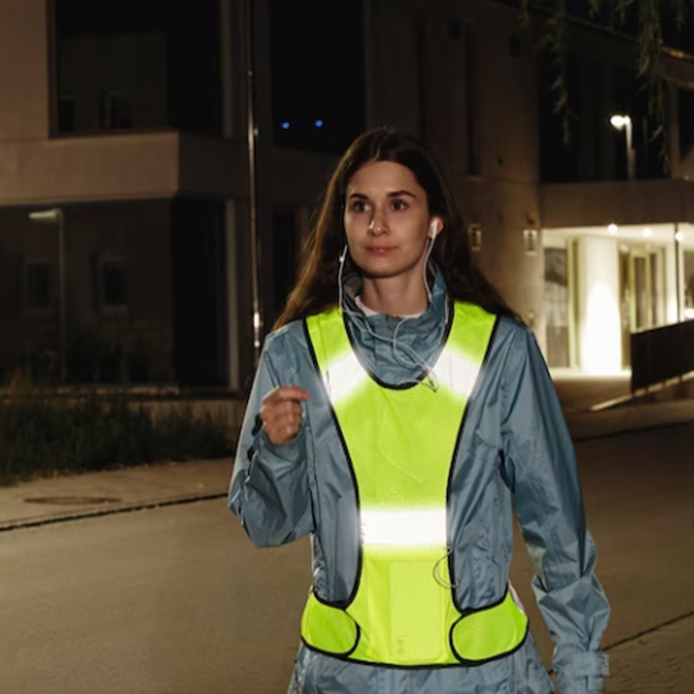 Reflektierende Laufweste Verstellbare Outdoor Sport Weste mit Tasche One Size (00178132) - Neon Gelb