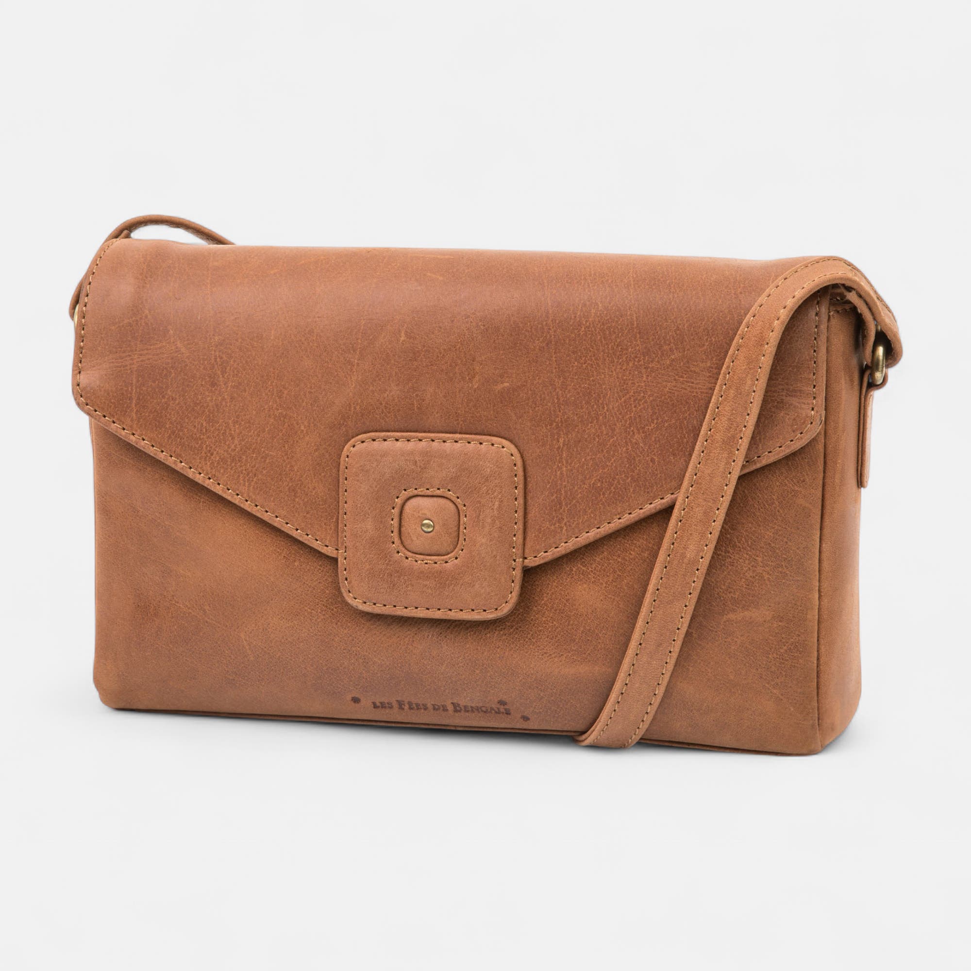 Sac bandoulière en cuir cognac