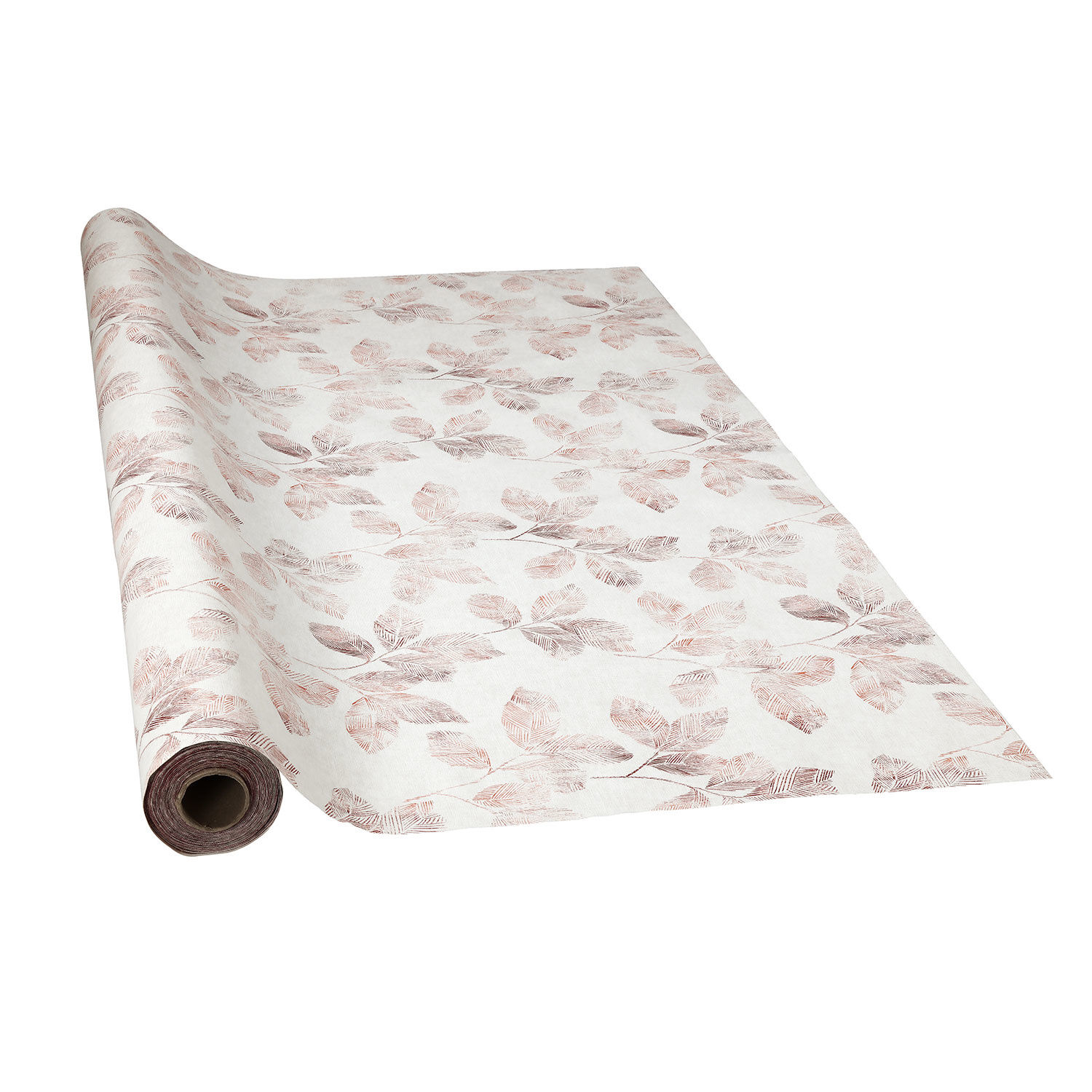 Tischdecke mit feinem Blätterprint in Erdtönen