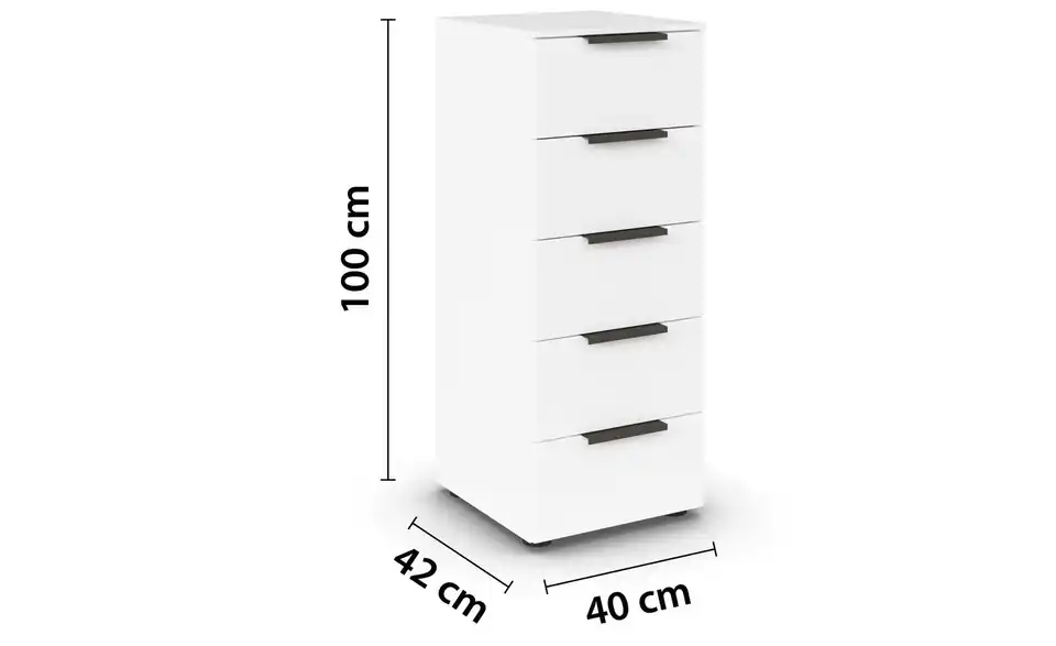 Kommode Weiß Weiß Front: Dekor, Oberboden: Dekor 40 cm Graphit