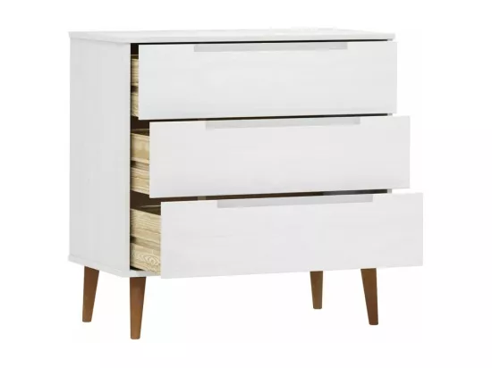 Commode MOLDE Blanc 80x40x80 Bois de pin massif