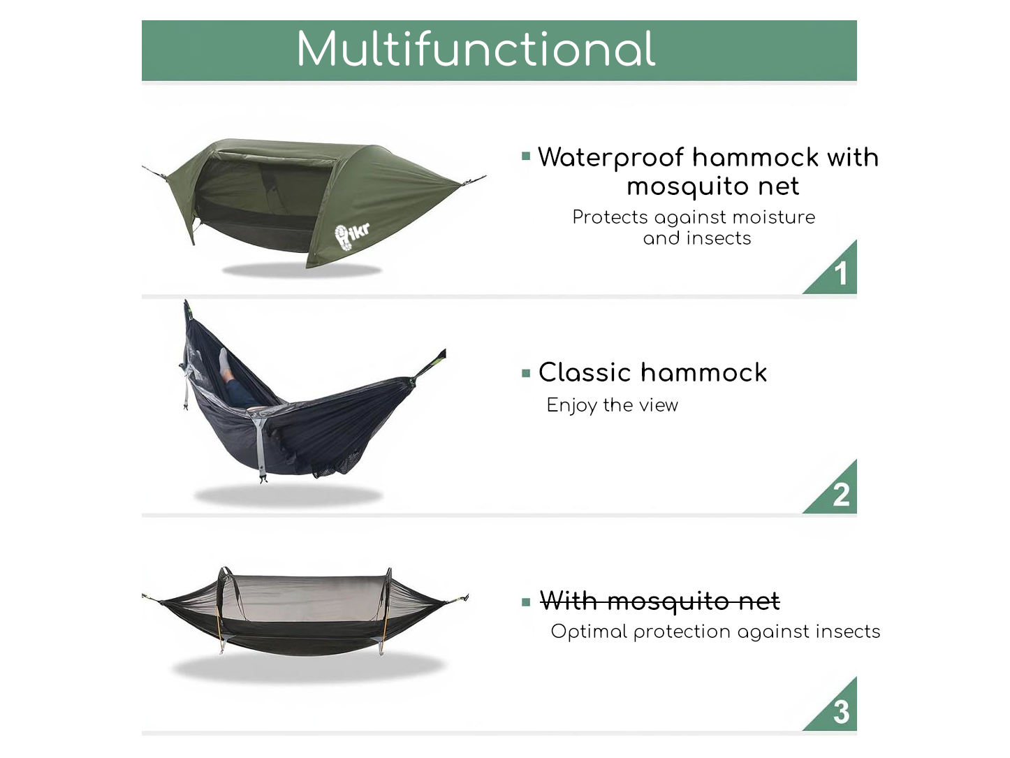 Hikr 1 persoons hangmat tent - Green