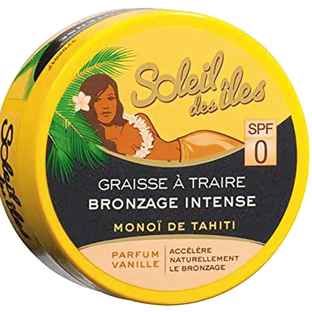 Graisse à traire bronzage intense Monoï de Tahiti parfum coco SPF0