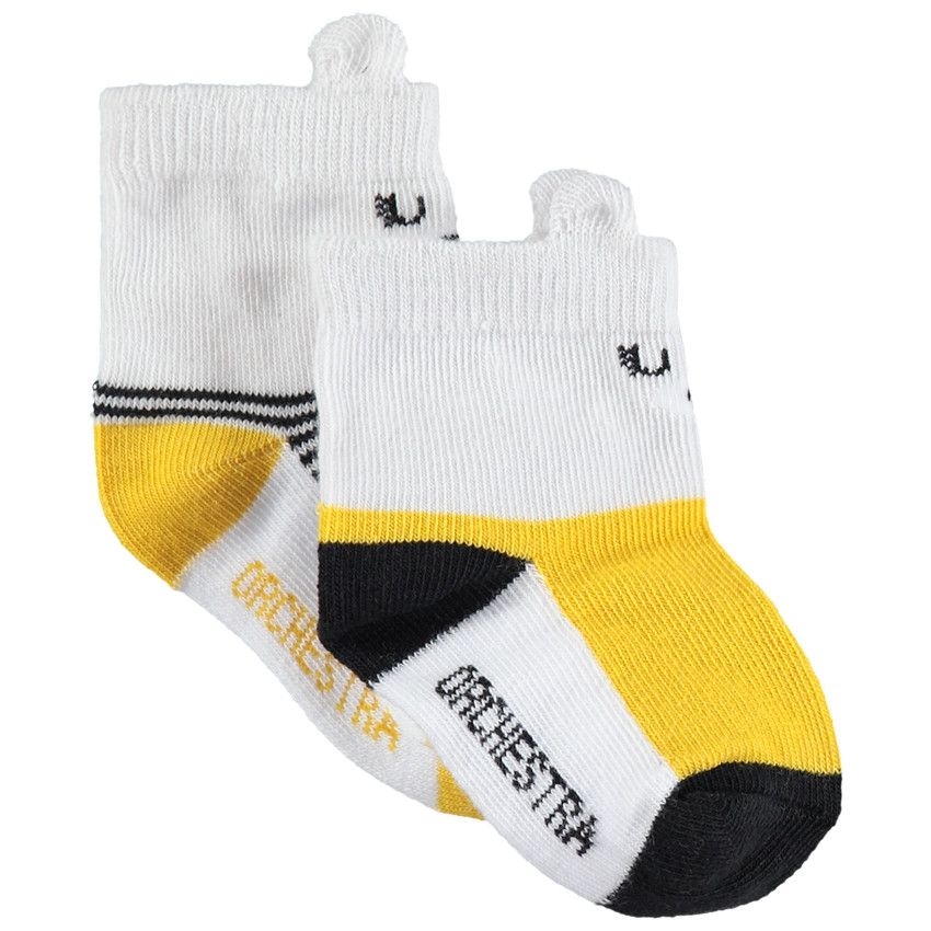 Lot de 2 paires de chaussettes assorties contrastées/rayées - Moutarde