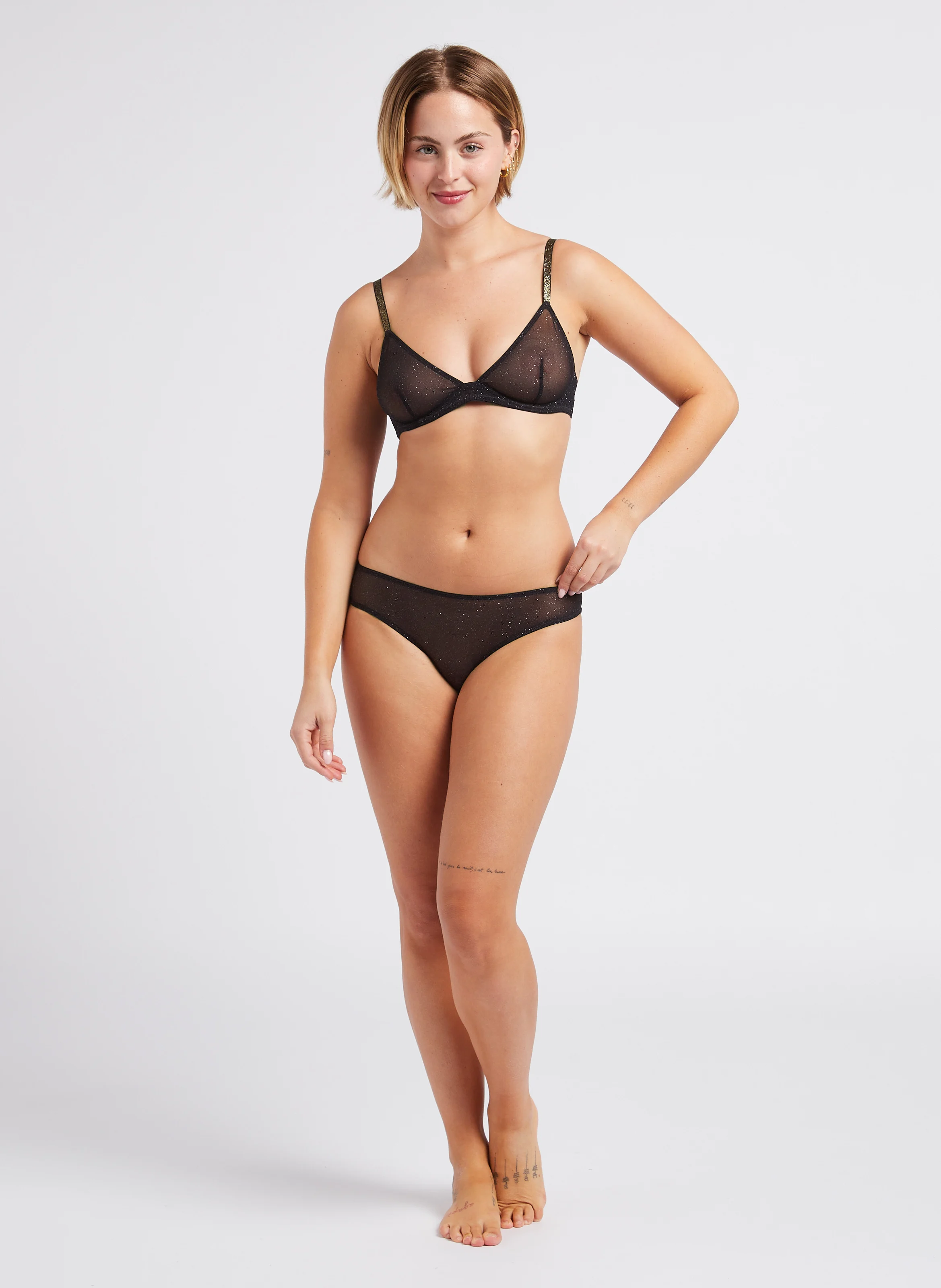 LARA - Soutien gorge effet pailleté | Noir