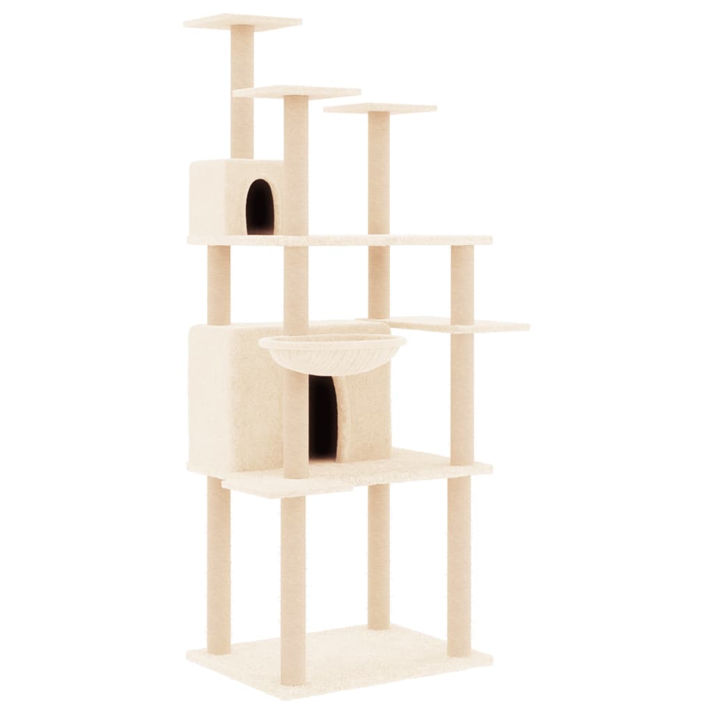 Arranhador para gatos vidaXL com hastes de sisal creme, 166 cm