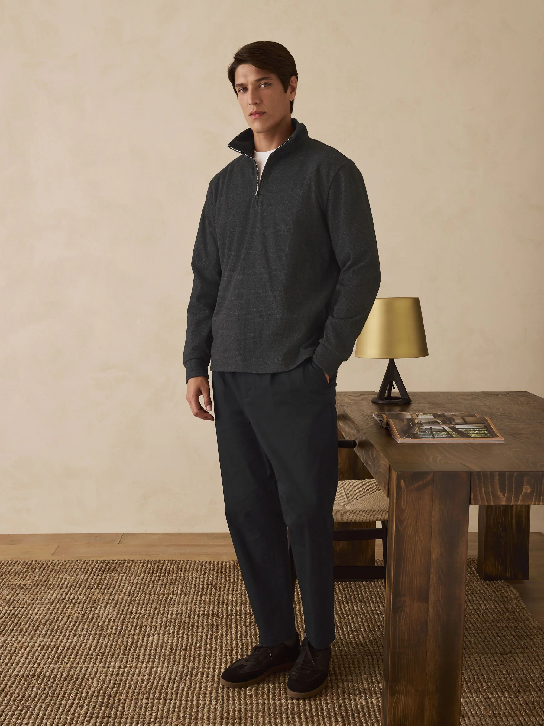 Zwarte ruit - Long Sleeve Quarter Zip Jumper