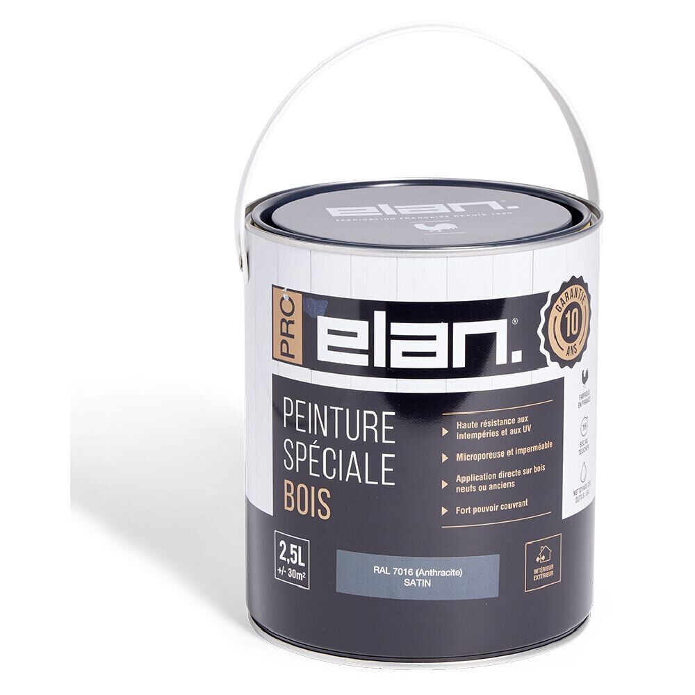 Pot peinture Elan bois int/ext gris anthracite 2,5L