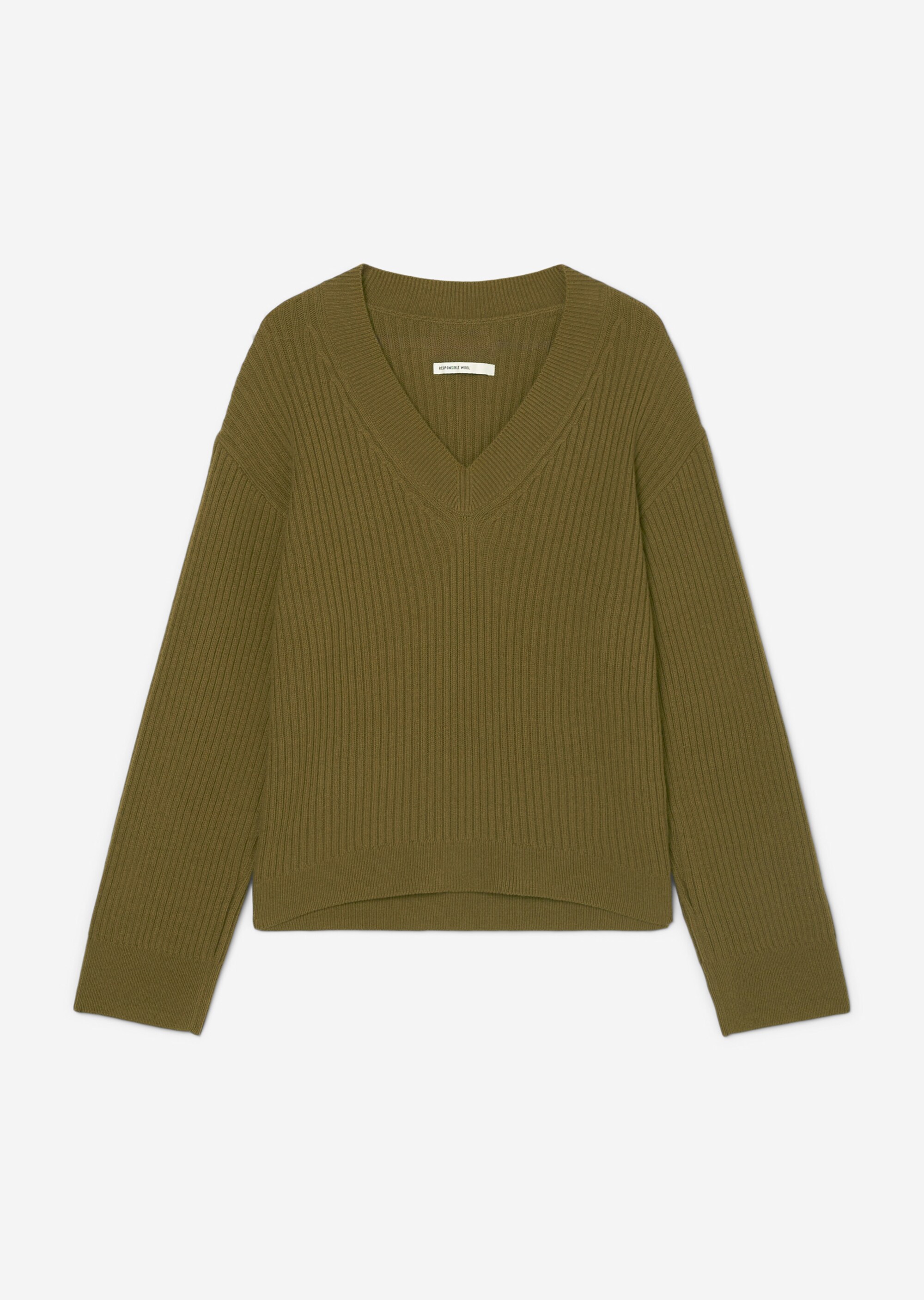 V-Neck-Strickpullover looseaus italienischem Schurwolle-Mix