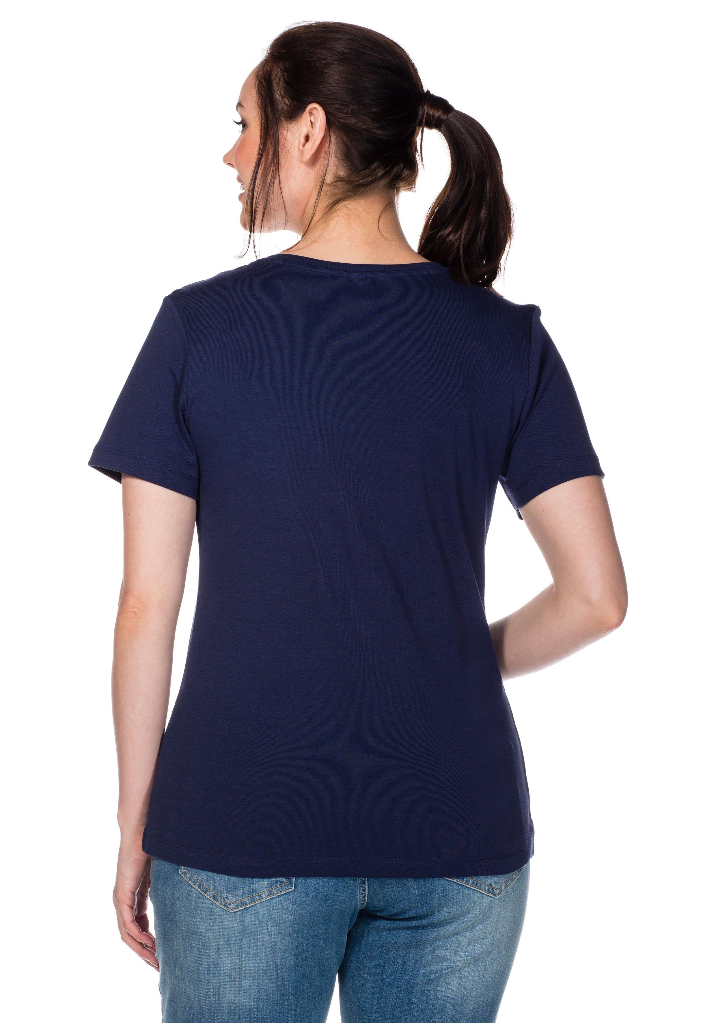 T-Shirt mit V-Ausschnitt, in Rippqualität