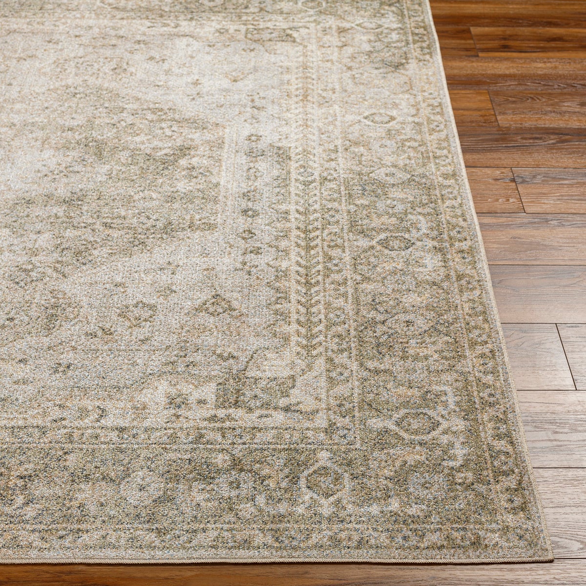 Vintage tapijt, machinewasbaar, groen/bruin, 160x213 cm, BOKA