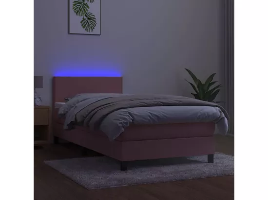 Sommier tapissier avec matelas et LED Rose 90x190 cm Velours