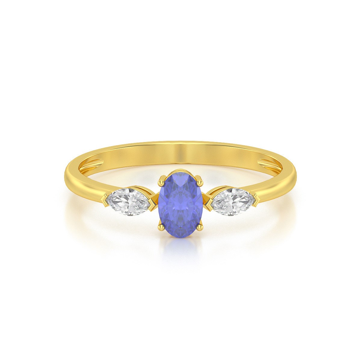 Bague ADEN Or 585 Jaune Tanzanite et diamants 1.604grs