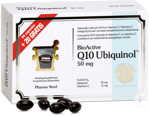 Pharma Nord BioActive Q10 50mg Ubiquinol Énergie 60 + 20 Capsules Gratuites