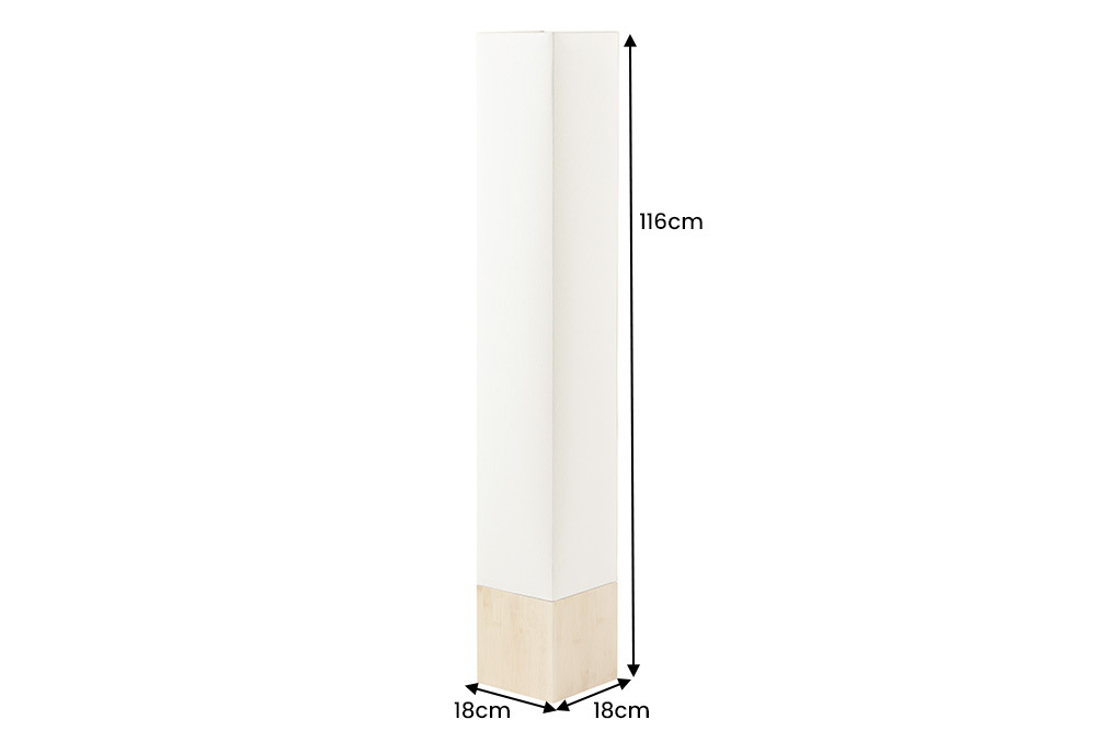 Moderne Stehlampe AGAPUNE 120cm weiß hellbraun Bambusfuß Stoffschirm