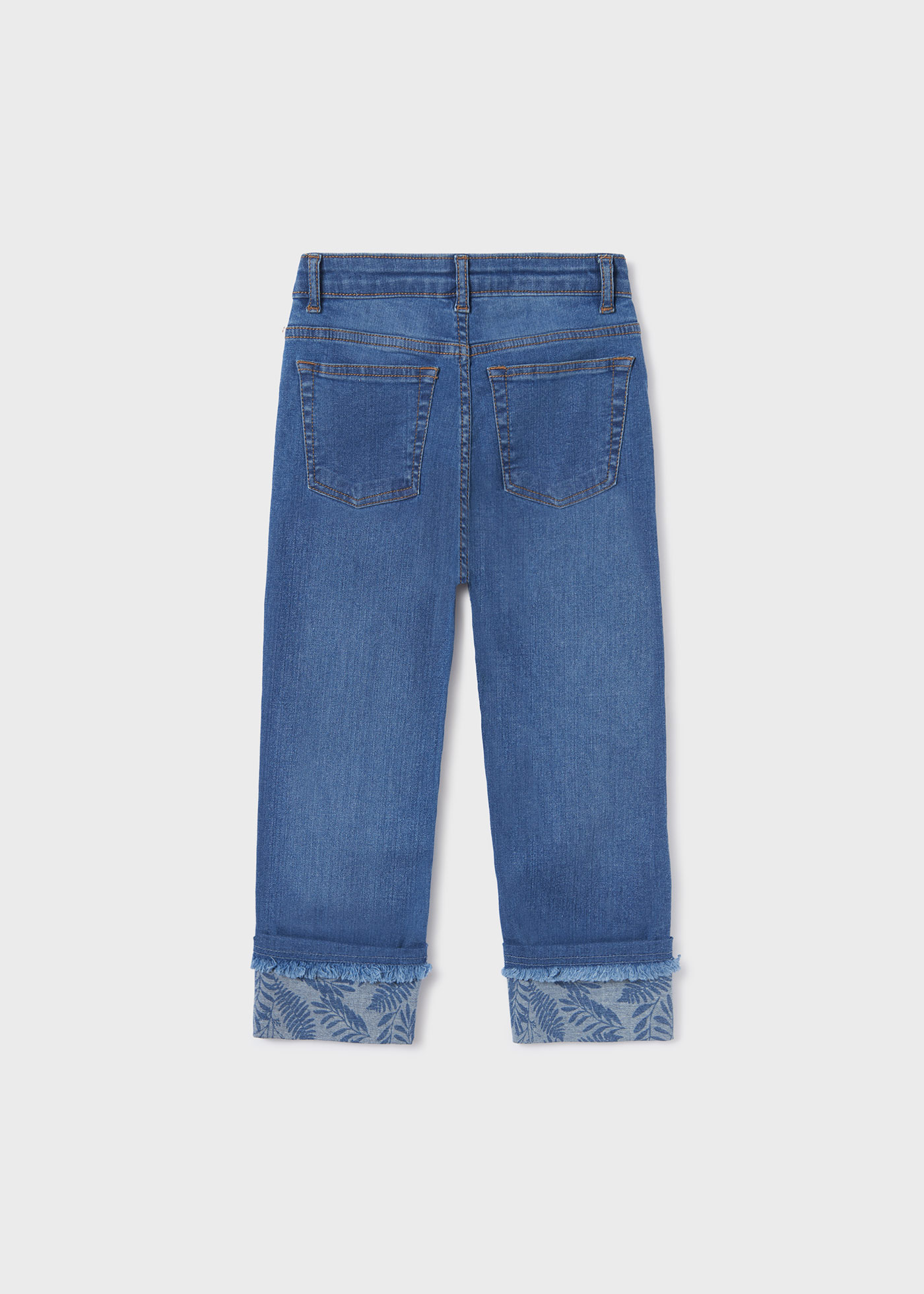 Calça jeans cropped de algodão para meninas