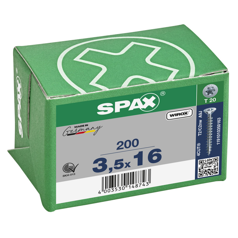 Spax universele schroeven platkop voldraad 3,5x16mm TX20