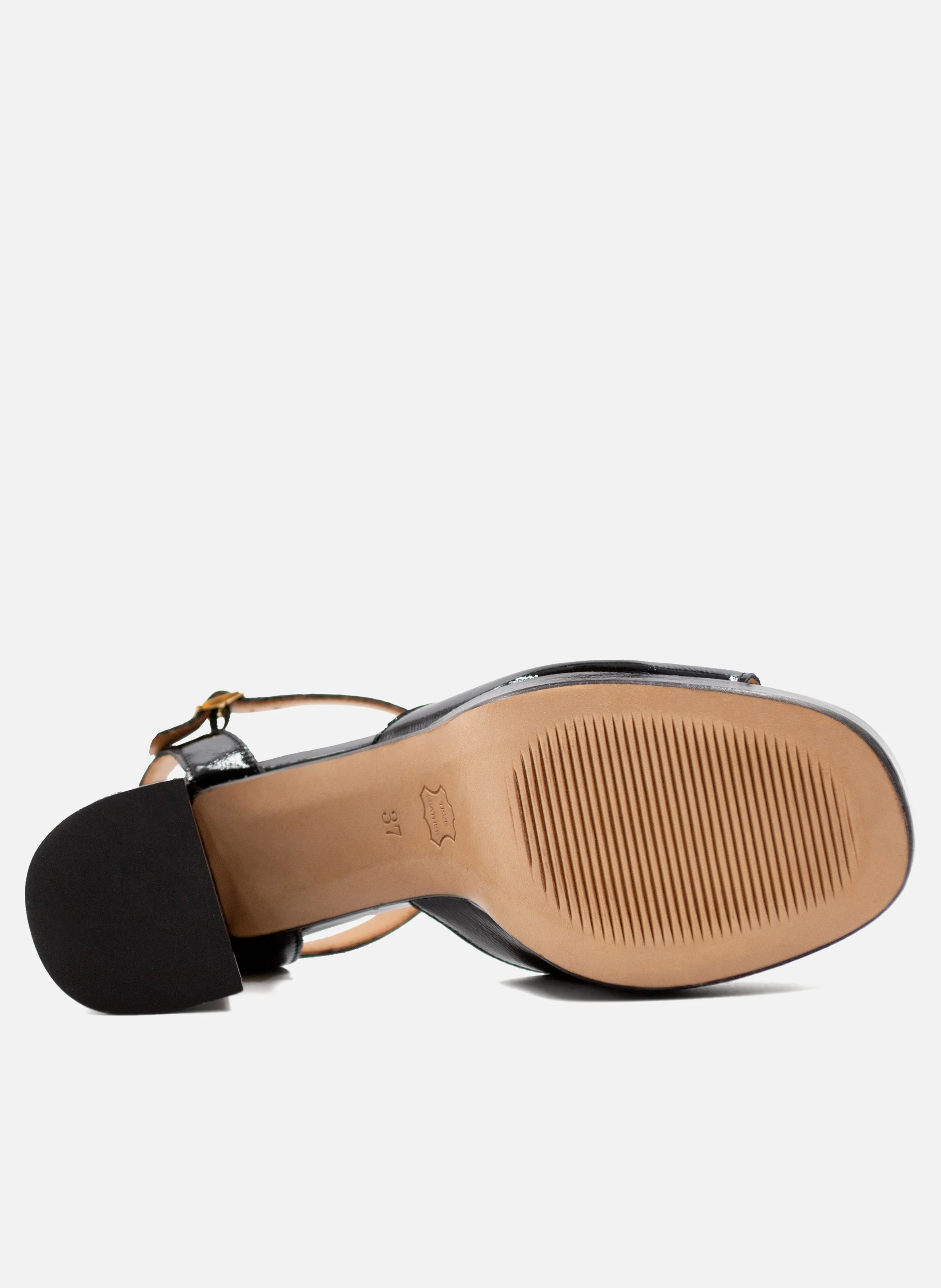 Sandales plateforme cuir vernis | Noir